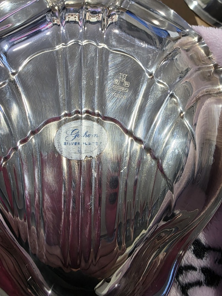 Shell shaped Gorham silver plate dish yc628 9x7x1.5 pre-owned