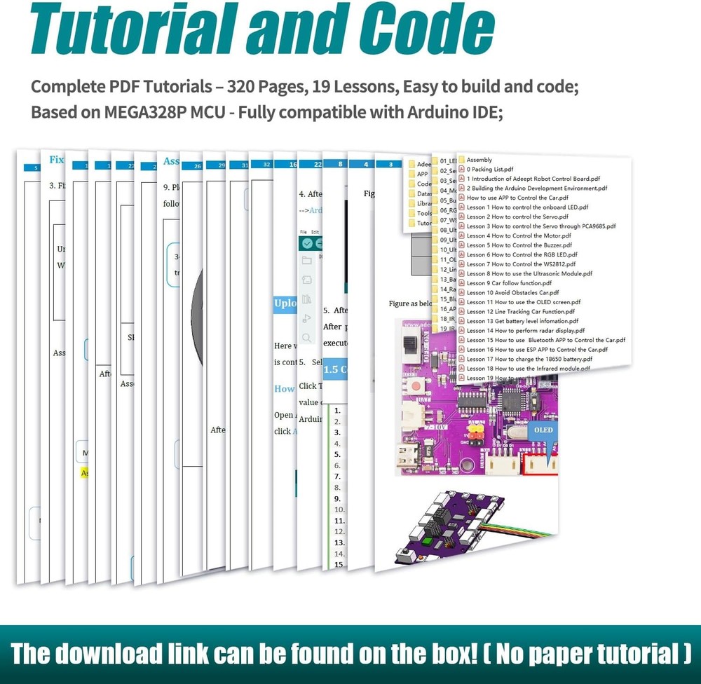 Smart Car Kit(Compatible with Arduino IDE), Line Tracking, Obstacle Avoidance