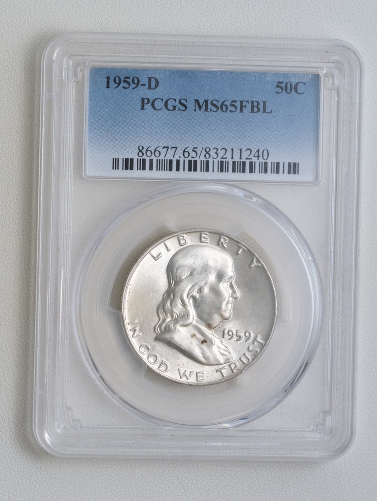 1959-D Franklin Half Dollar PCGS MS65FBL