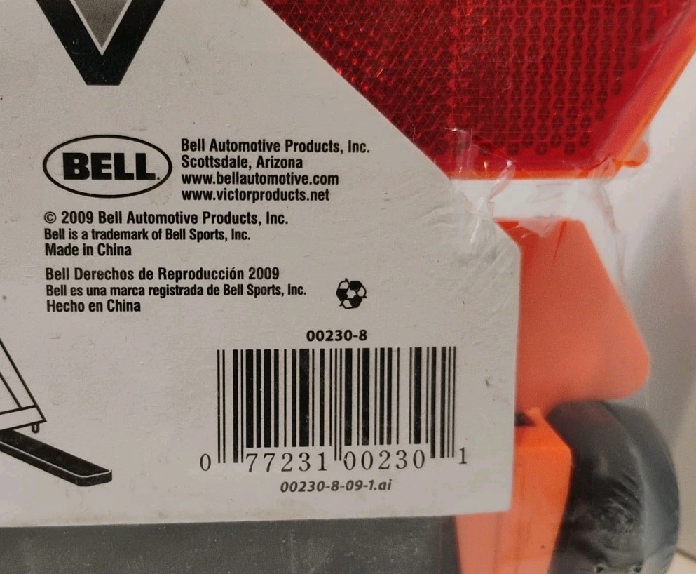 2009 Bell, Victor Auto Emergency Warning Triangle NEW UNOPENED