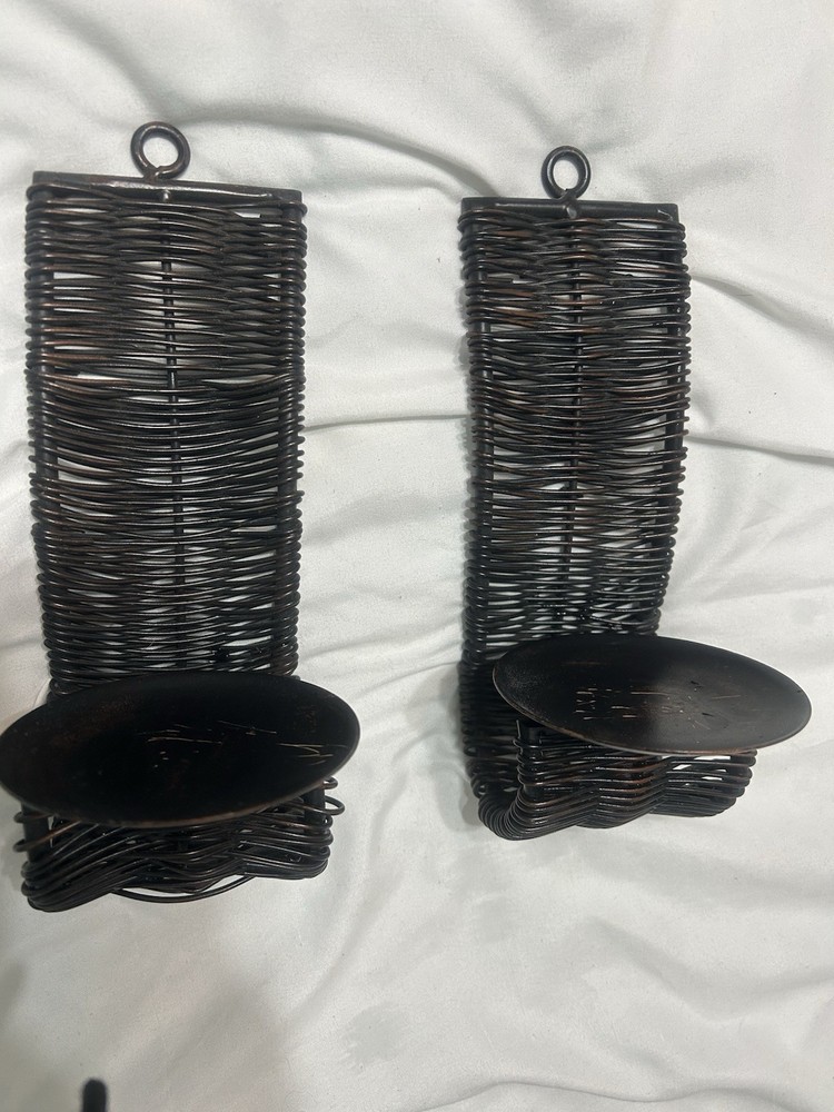 Sconces Weaved Wrought Iron Dark Brown Wall Sconces