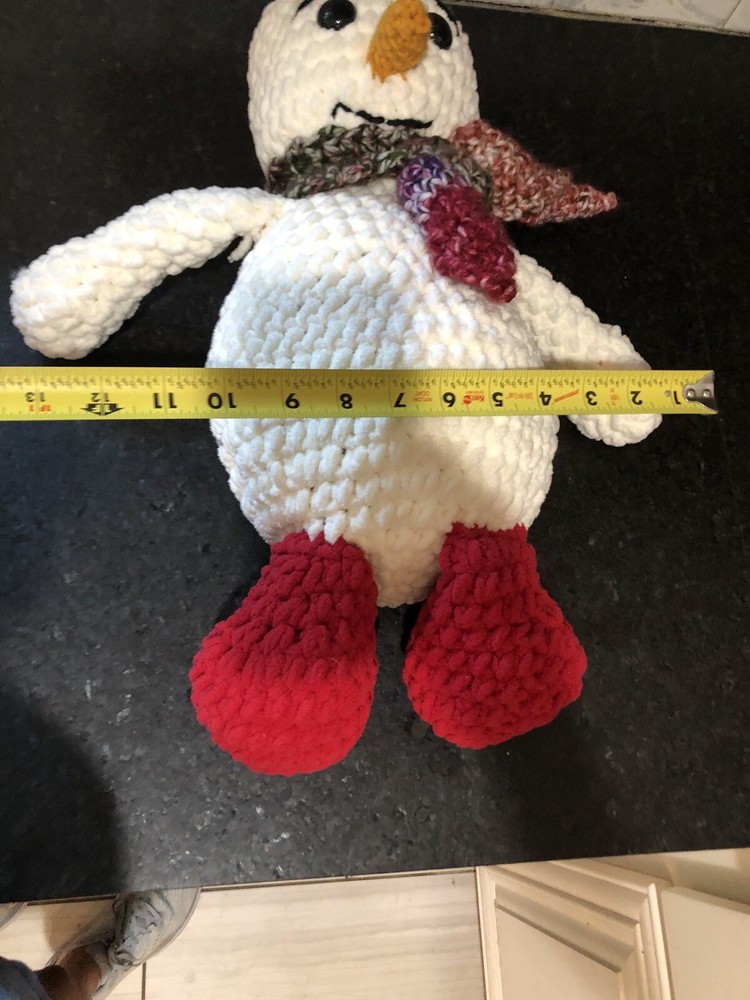 21" Handmade crochet snowman with removable scarf