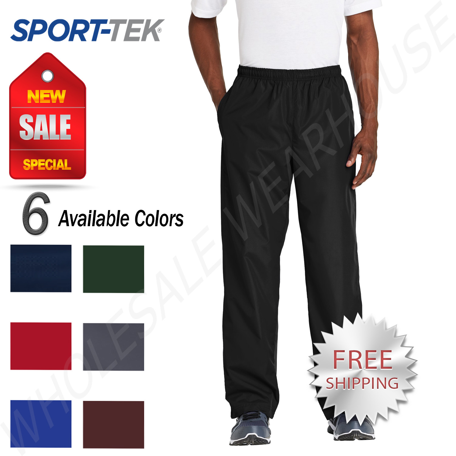 Sport-Tek Mens  Athletic Water Wind Resistant Track Pants With Pockets M-PST74