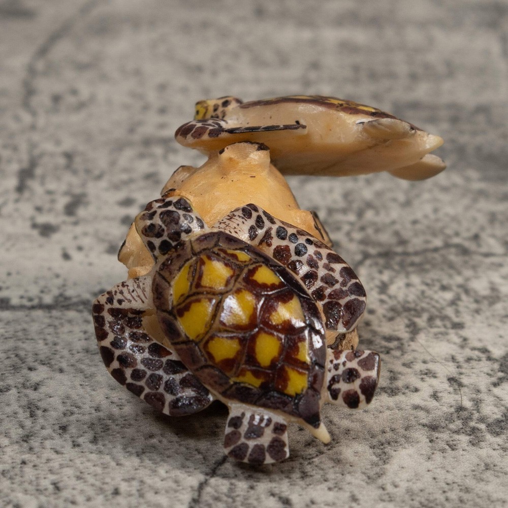 Double Sea Turtle Tagua Carving