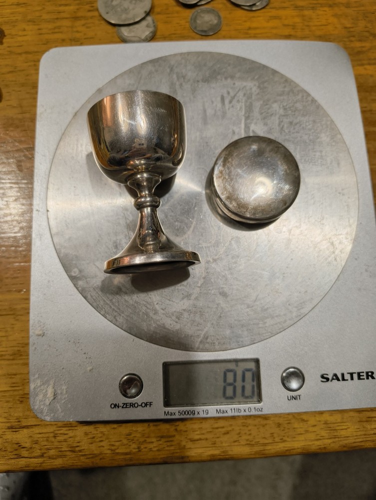 Solid Silver Travel Communion Set HALLMARKED. 80g In Weight