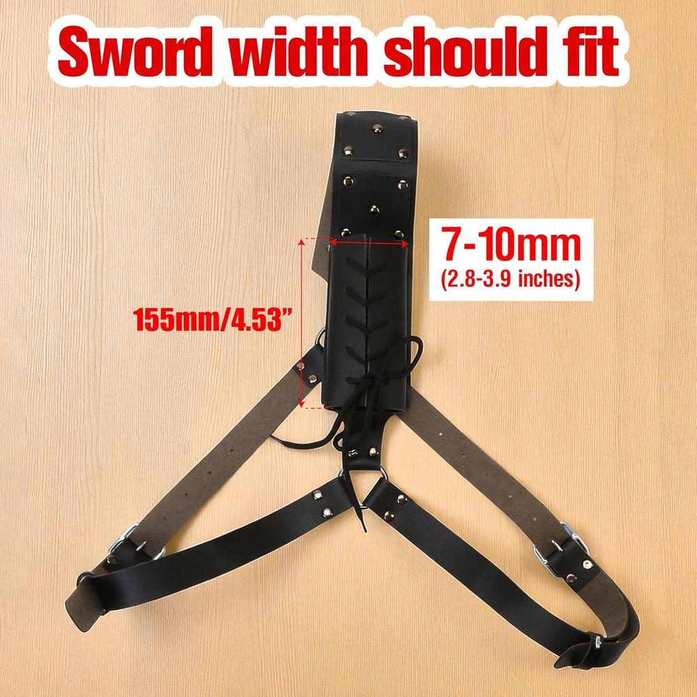 Medieval Back Holster Sword Holder - Adjustable PU Leather Strap, Katana Sheath