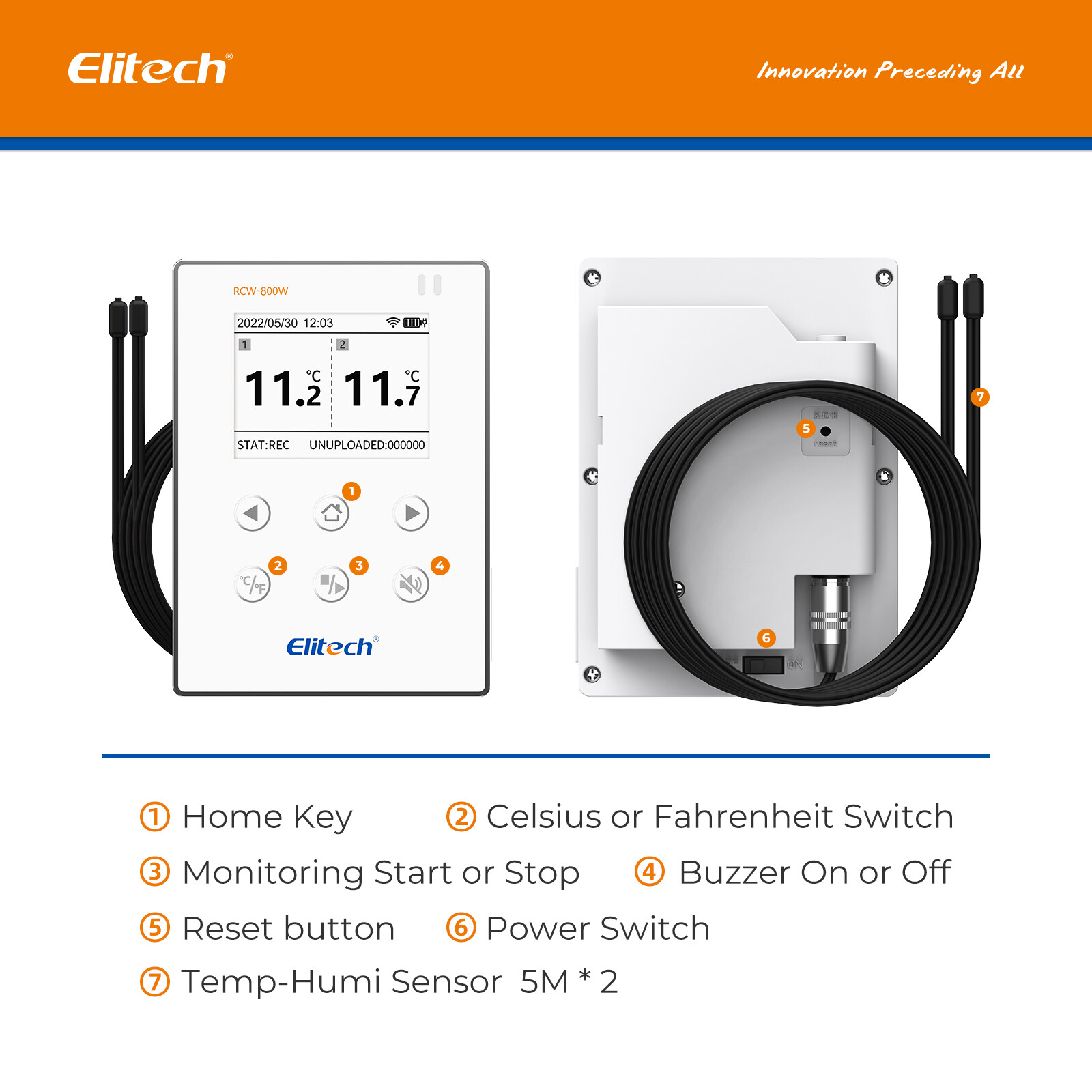 Elitech Temperature Data Logger WiFi Recorder Monitor Cloud Storage RCW-800W