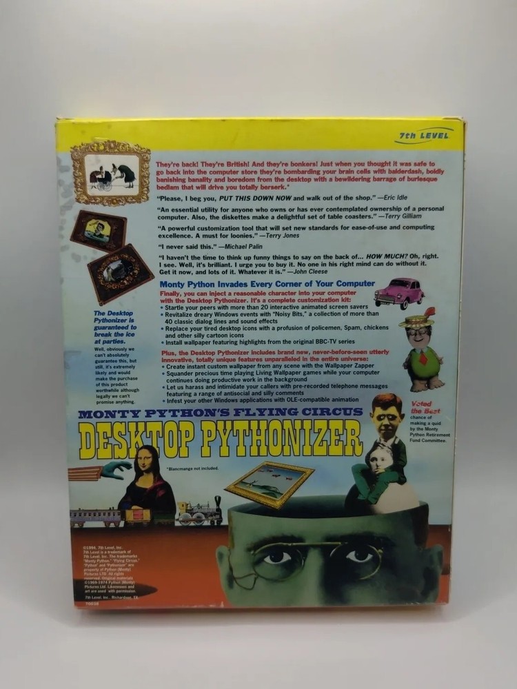 Monty Pythons Flying Circus Desktop Pythonizer PC 3.5'' Big Box Vtg Software