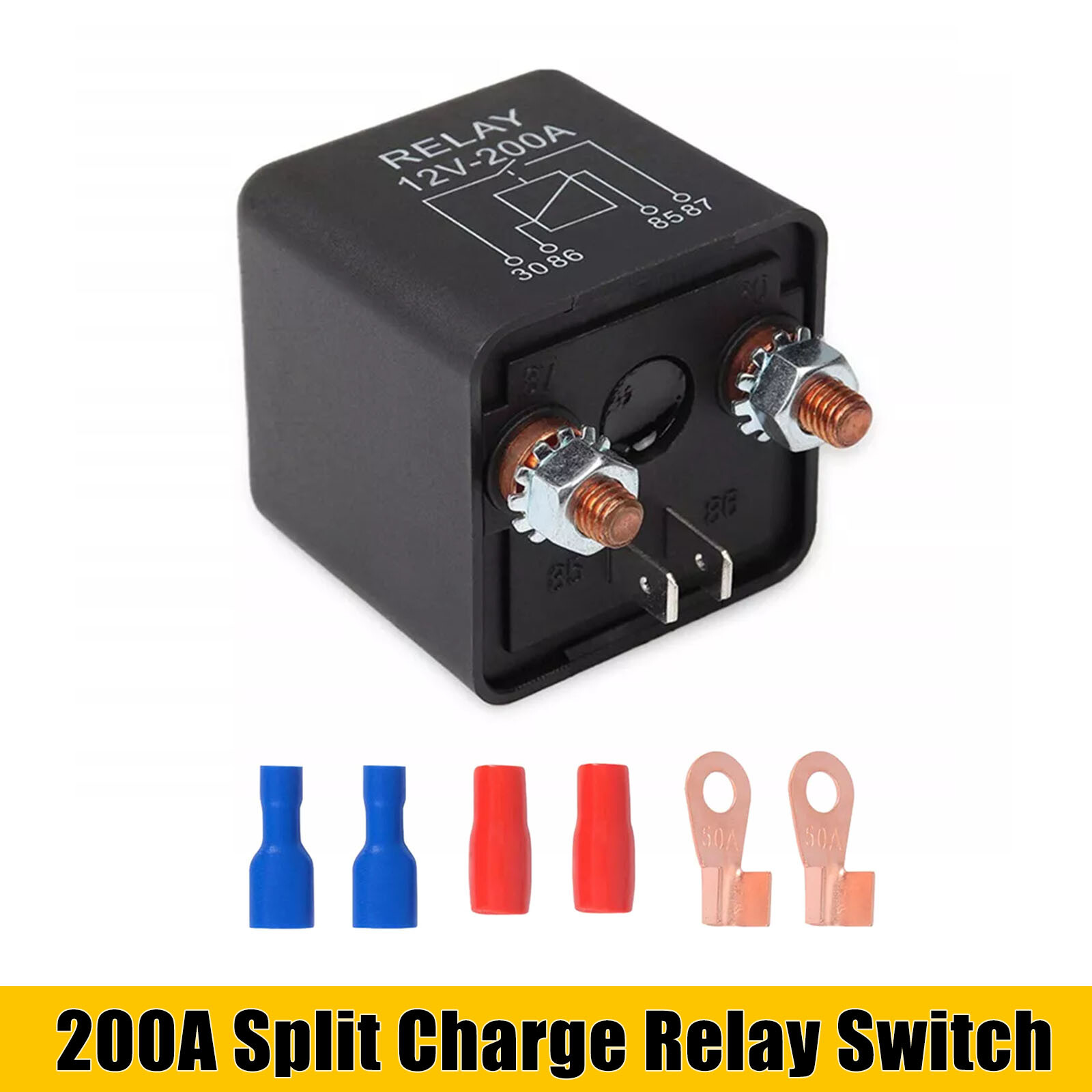 12V DC 200 Amp 4 Pin Split Charge Continuous Duty SPST Relay For Car Starter US