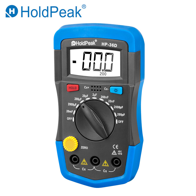 Handheld Capacitor Tester Digital Mini Capacitance Meter Data Hold 200pF-20mF