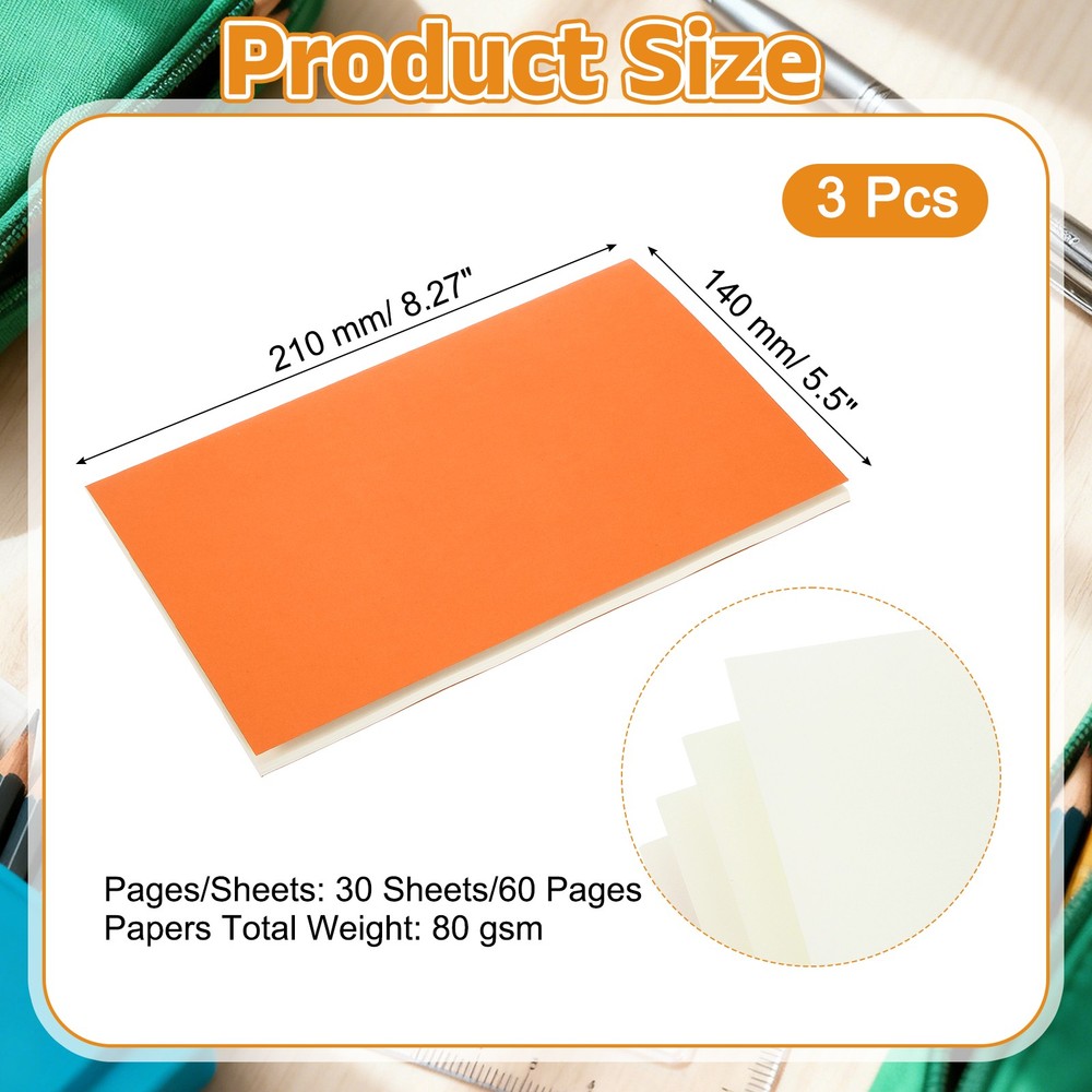 3 Pack A5 Notebook, A5 Journal Mini Notebook Pocket Unlined,Orange