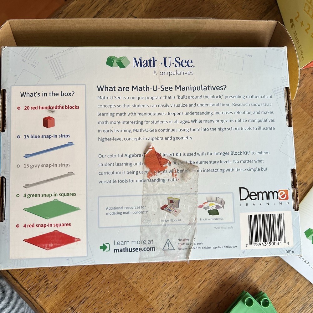 Math U See Manipulatives Algebra Decimal Insert Kit Homeschool COMPLETE