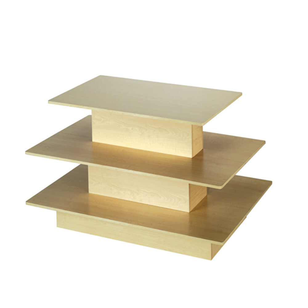 3 Display Level Standing Shelf Unit Waterfall Table Display 60"x42"x39" | MAPLE