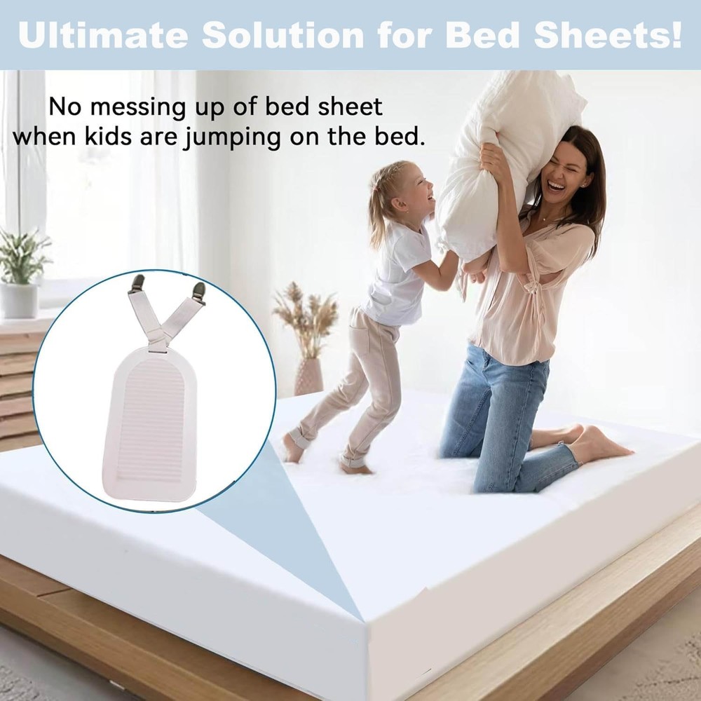 Bed Sheet Holders Straps Keep Sheets Tight & Easy Installation, 4pcs Adjustable