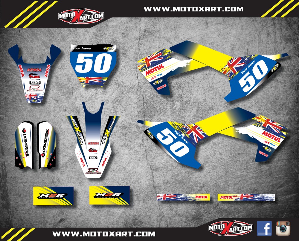 Husqvarna TC 50 2017 Full Custom Graphics Kit AUSSIE PRIDE style decals