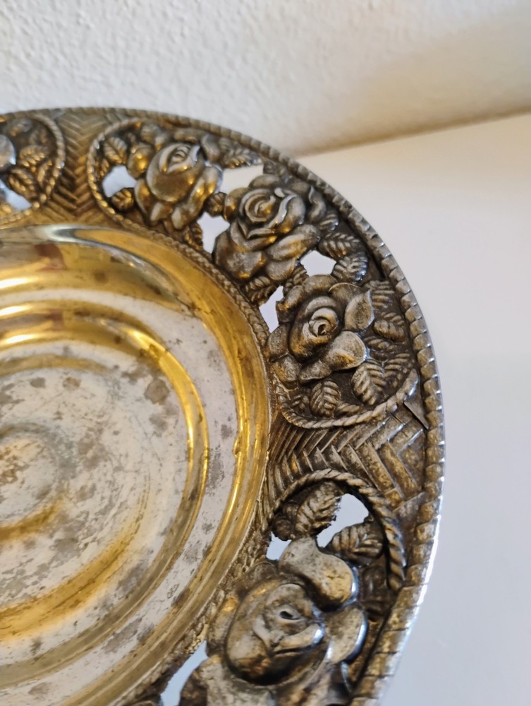 Vintage Silver Plated Decorative rose pattern