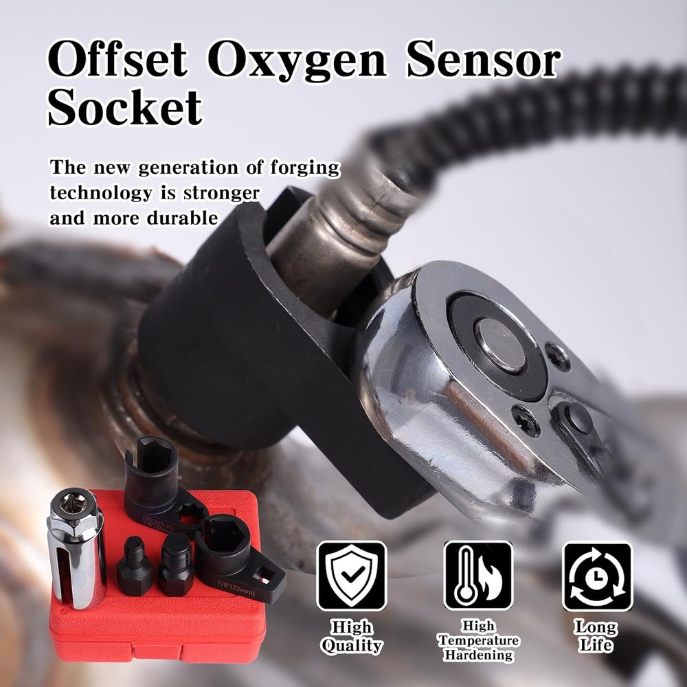 5-Piece Forged O2 Oxygen Sensor Socket & Thread Chaser Set – Automotive Tool...