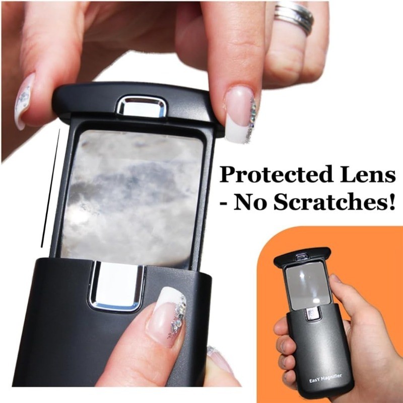 Small Pocket Magnifying Glass 3X with LED Light For Reading Fine Print US Stock