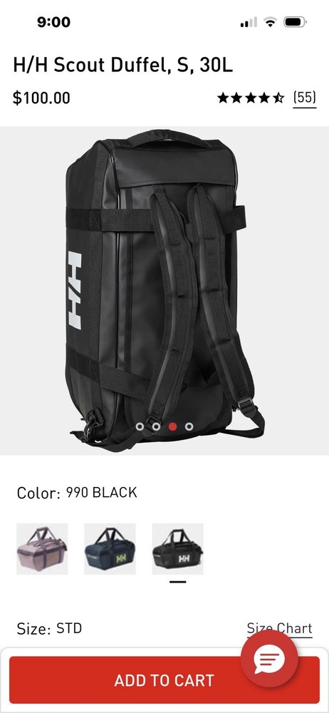 Helly Hansen Scout Duffel S 30 L Black NWT