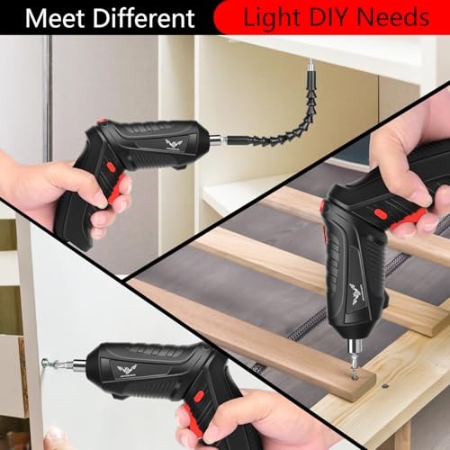 Power Screwdriver Cordless, Screwdriver Bits Set Rechargeable, 47PCS Black