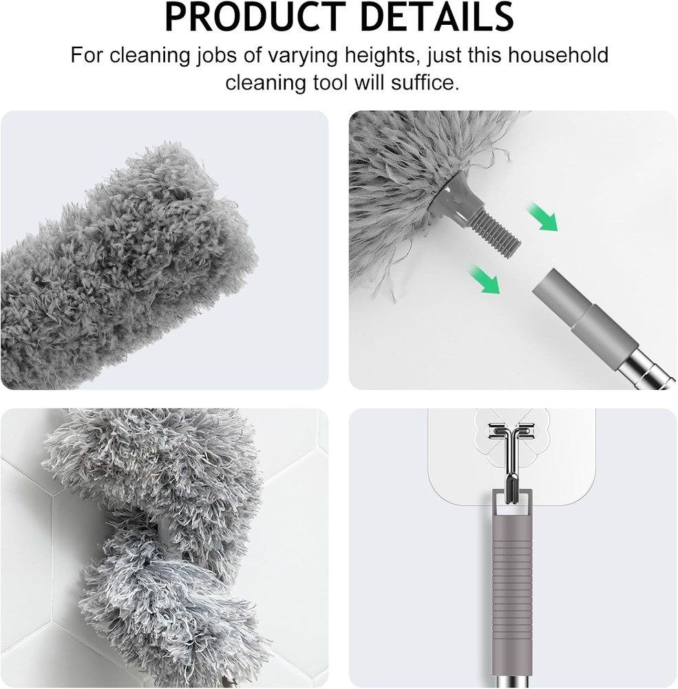 Extra-Long 100-inch Duster with Extension Pole and Bendable Washable Microfiber