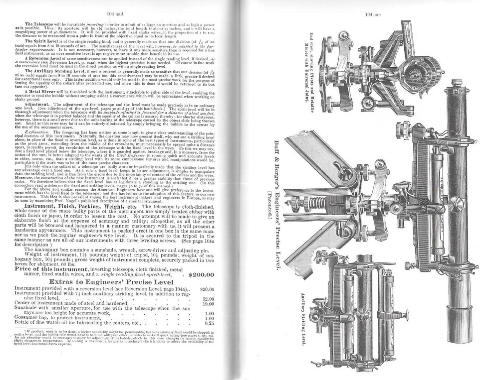 1897 BUFF & BERGER ENGINEERS' & SURVEYORS' INSTRUMENTS CATALOG