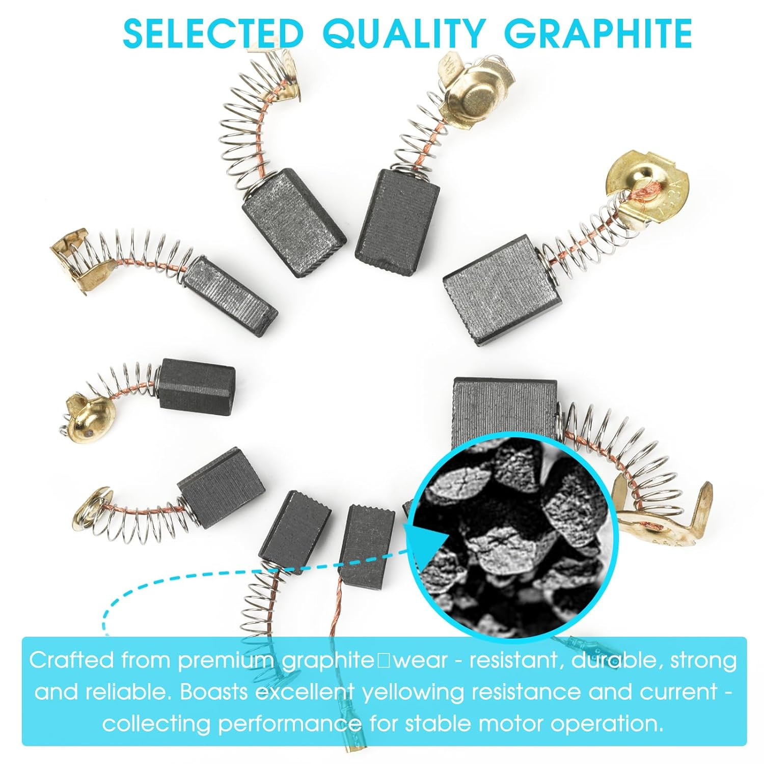 60 Pcs Electric Motor Carbon Brushes Set 10 Assorted Sizes Graphite & Copper Re