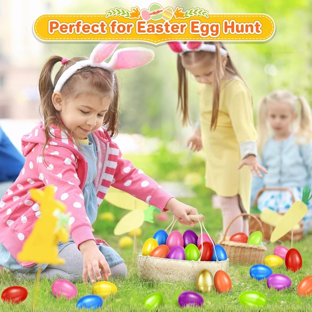 2.3” Unfilled Easter Eggs, 60 pcs Colorful Egg Plus 1 Golden Egg, Empty Plast...