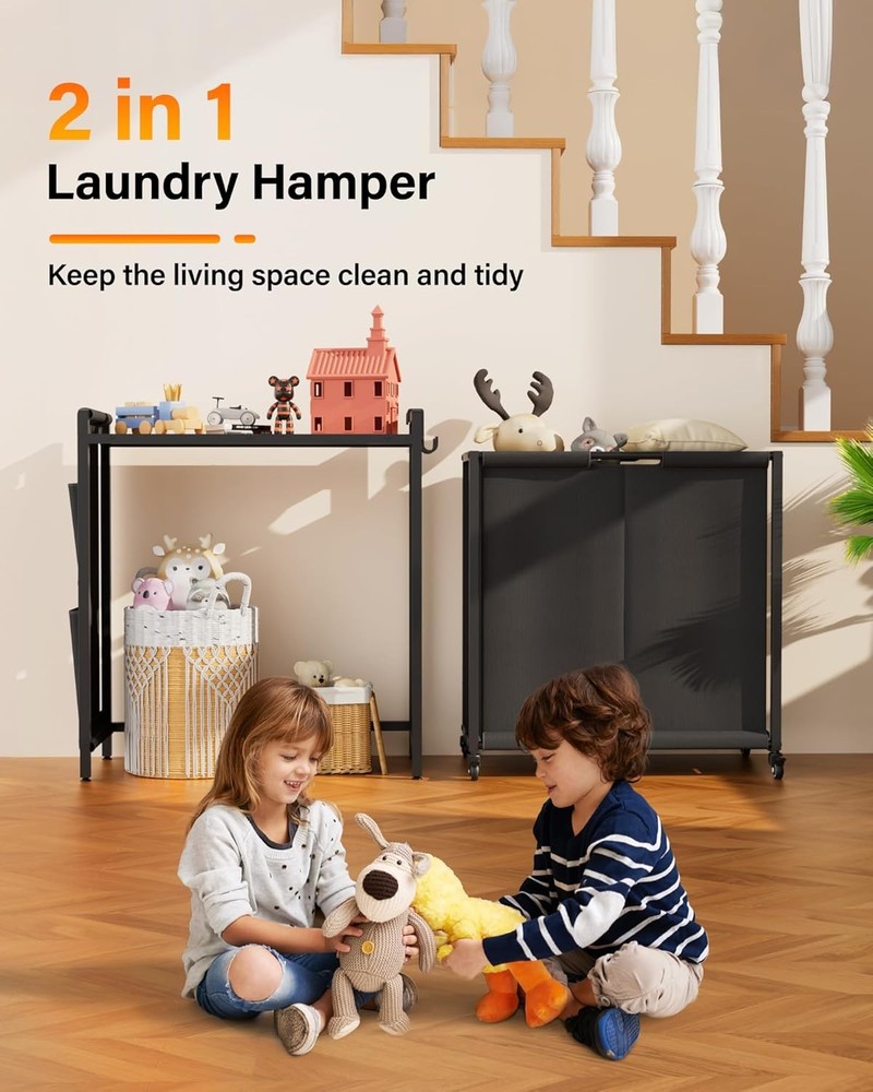 Laundry Hamper Sorter 2 Section 103L Rolling Laundry Basket Organizer W/ Wheels