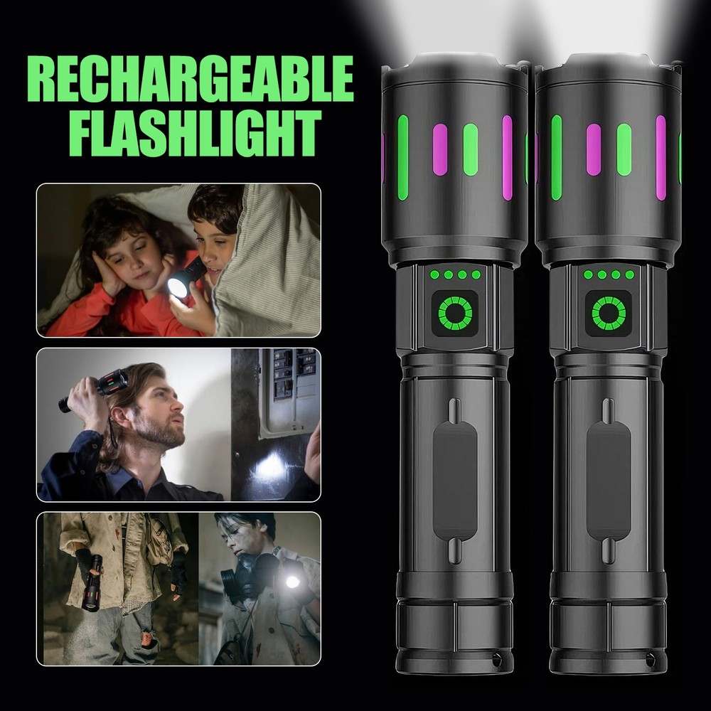 350000000 Lumen Super Bright LED Tactical Flashlight Rechargeable LED Work Light