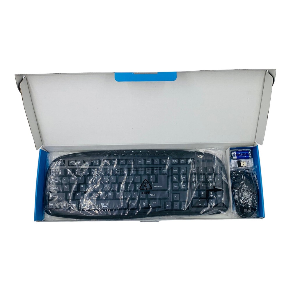 Adesso Wireless Desktop Keyboard and Mouse Combo, Black