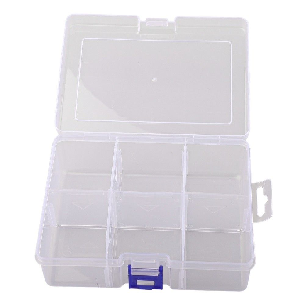 Secure Lockable Plastic Organizer Case with 6 Grids for Small Accessories