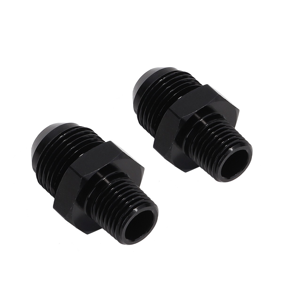 1/2" NPT to 6AN Fitting Male Straight Fittings Adapter Aluminum Black 2Pcs