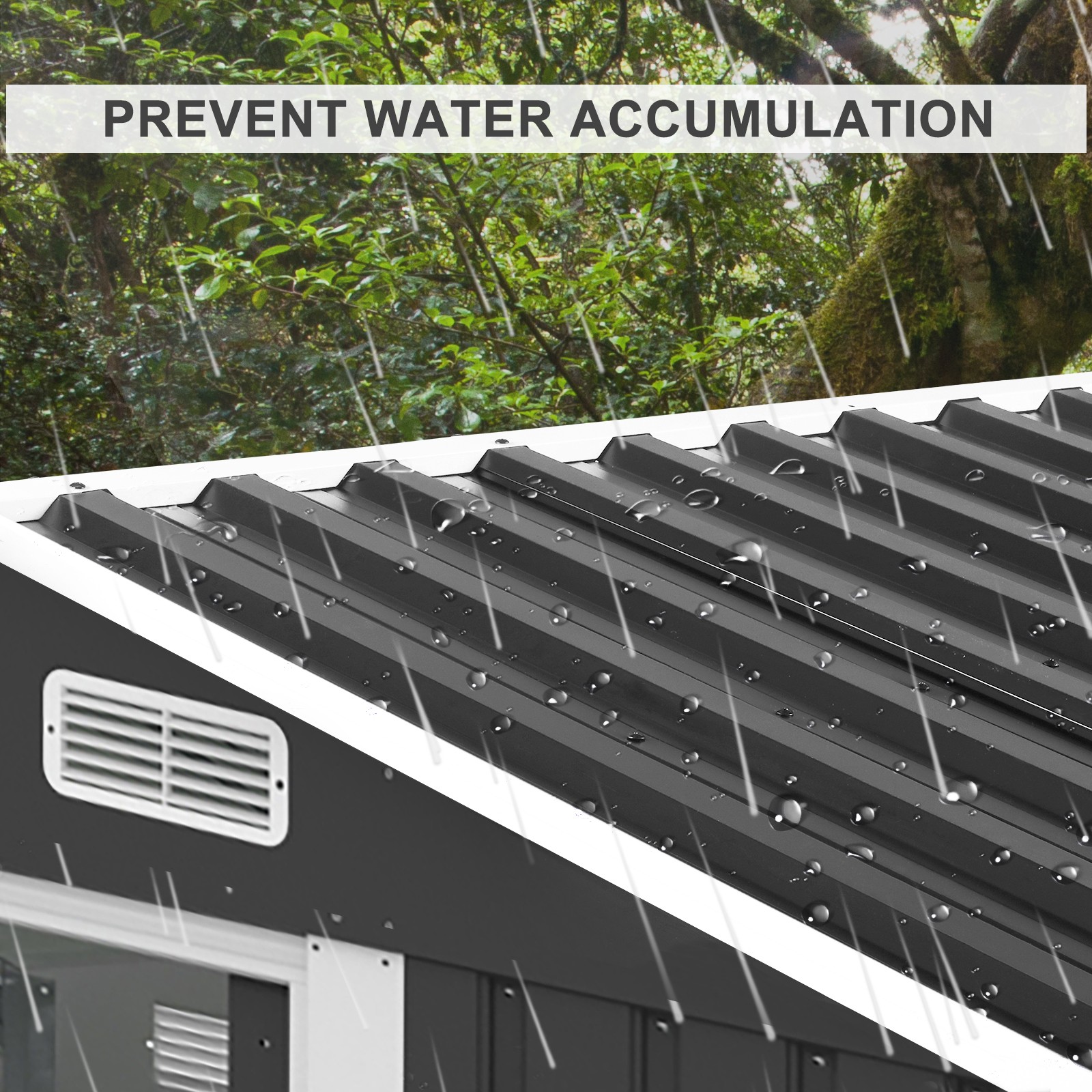 6*4 FT Outdoor Black Pointed Top Iron Pressed Plastic Courtyard Storage Room