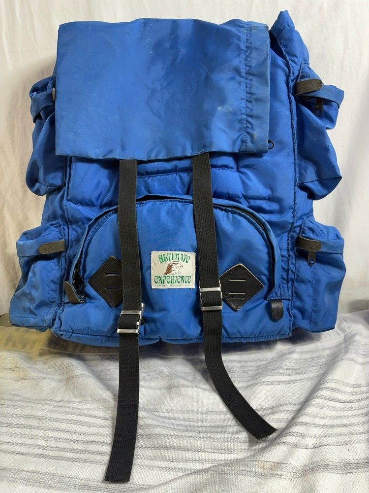 Vintage Ultimate Experience Camera Skiing Hiking Backpack Blue