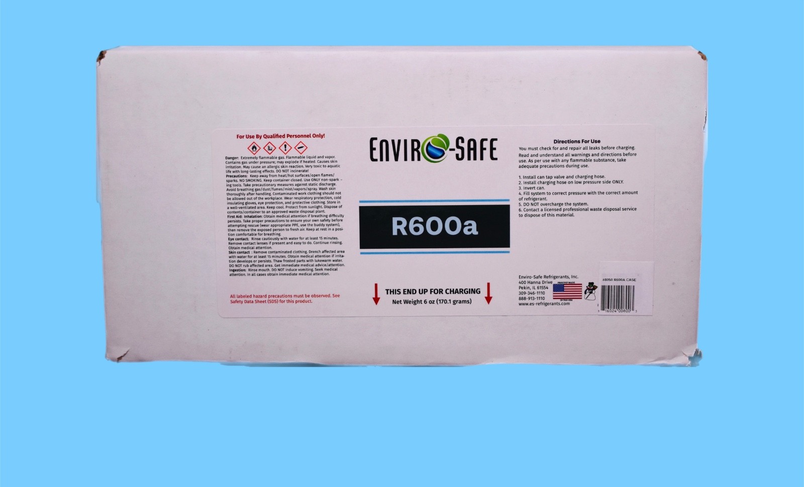 Enviro-Safe R600a Refrigerant | 12 Cans w/ Inverted Piercing | 6 oz cans