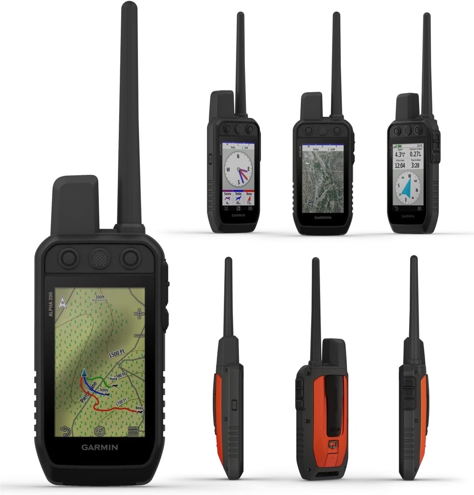 Garmin Alpha 200 Handheld Multi-Dog Tracker & Trainer w/Whistle and Leash Bundle