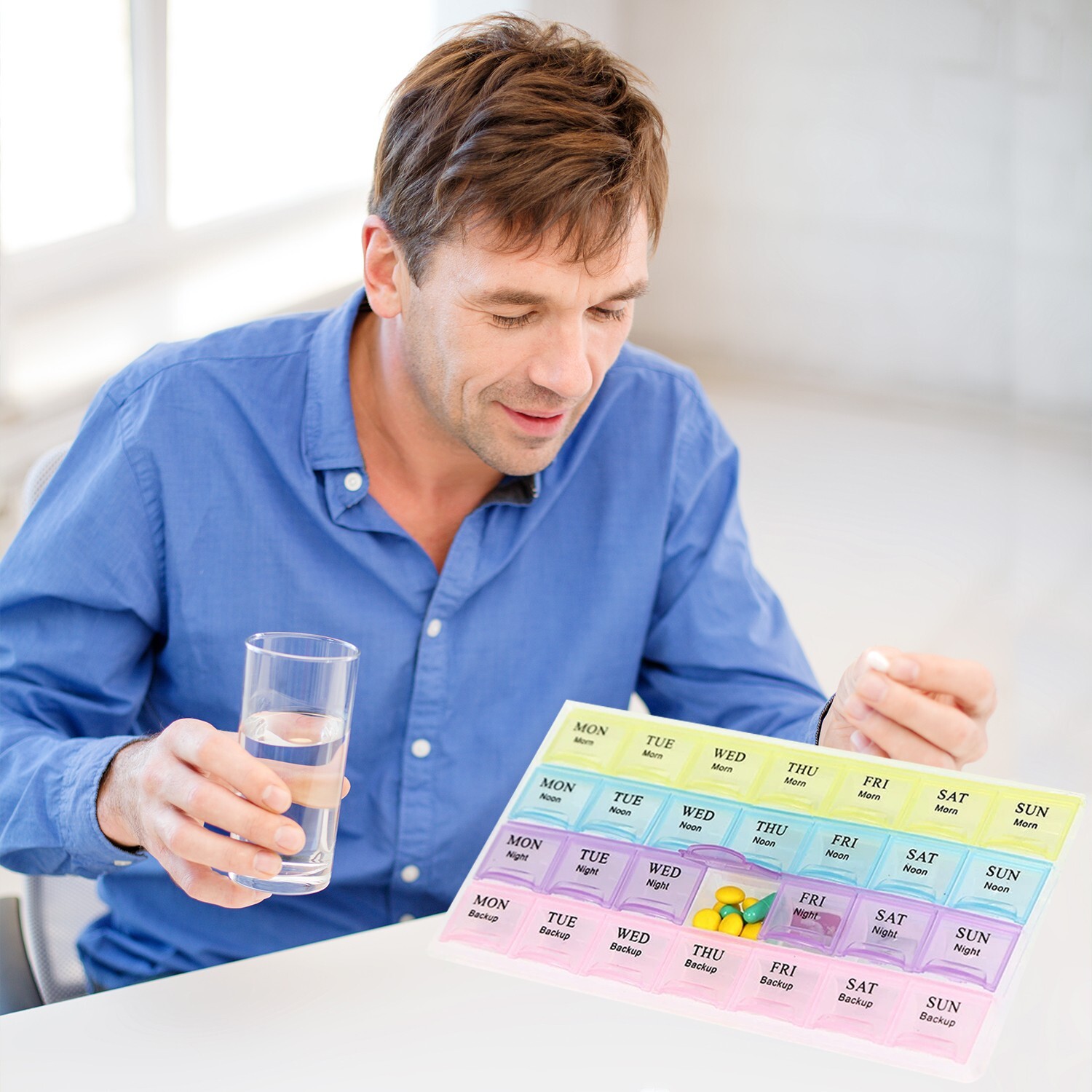 Monthly Pill Organizer Pill Case Pill Box One Week 4 Times a Day AM PM Daily