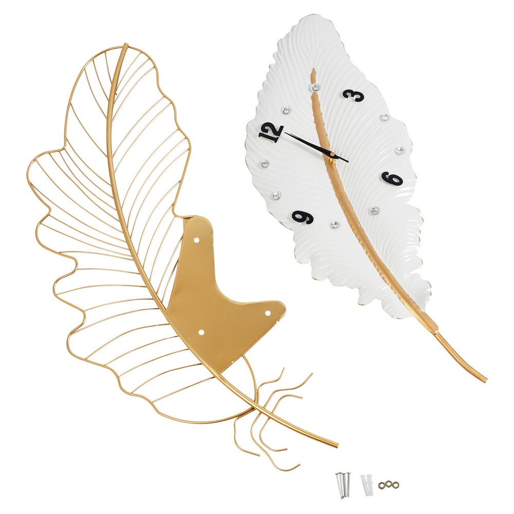 Large Wall Clock, Feather-shaped Wall Clock, Decorative Wall Clock for Home