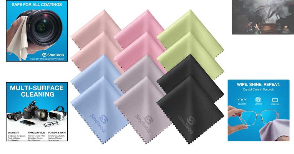 Scratch-Free 12-Pack Microfiber Eye & Screen Cleaning Cloths – Assorted Colors