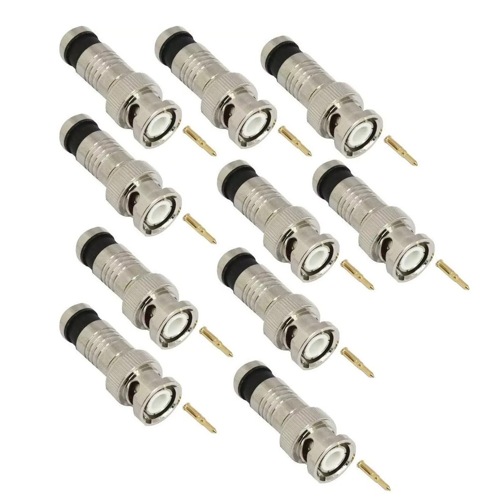 10PCS Silver Adapter BNC Compression Connector for CCTV Camera RG6 Coax Cables