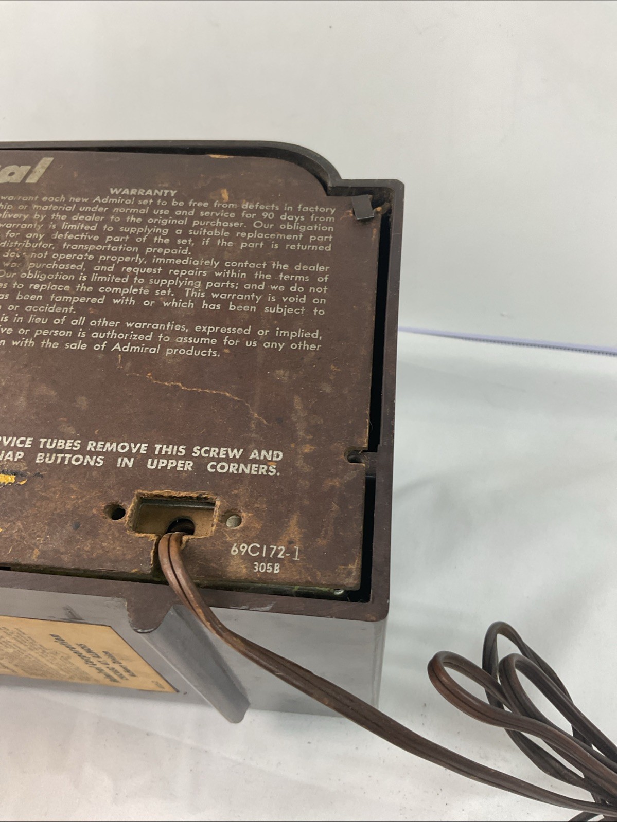 Vintage 1950's Admital MCM AM Radio Table Top 5G32N Parts As Is