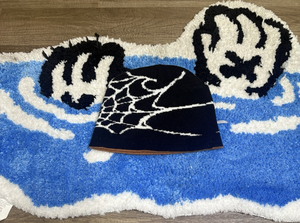 Black spider web beanie men’s one size