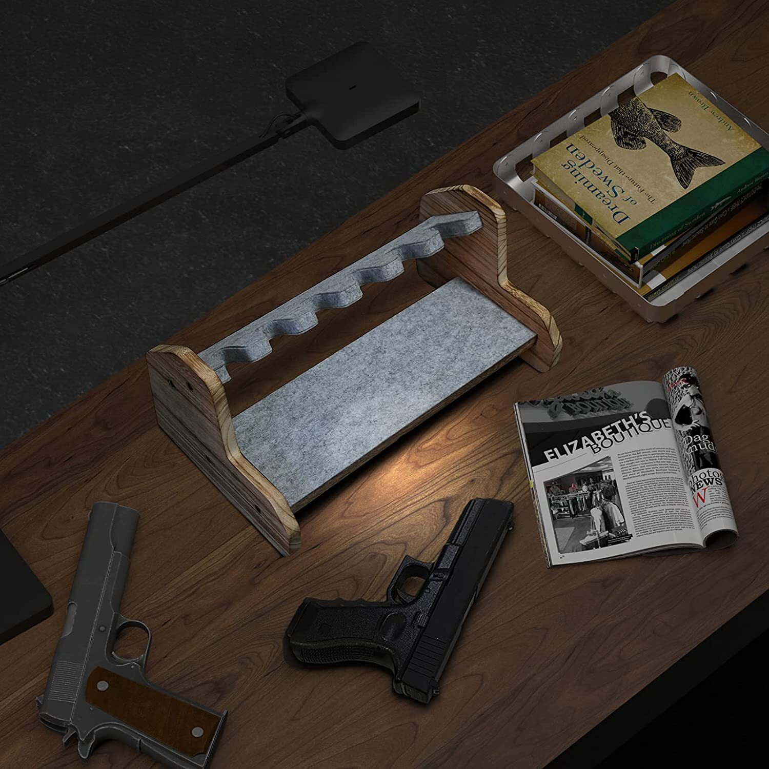 Gun Pistol Rack Firearm Handgun Display Holder Cabinet Storage Safe Organizer US