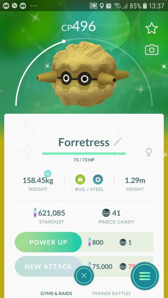 Shiny Forretress ( Pineco Evolution ) Pokemon Tr@de Go