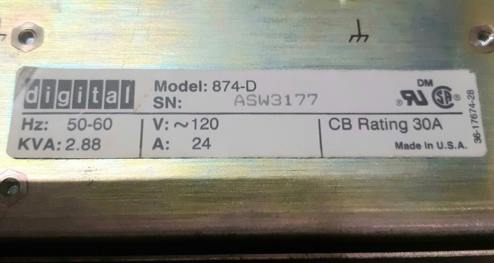 874-D Rack Mount Power Controller 120V 1Ph 24Amp - DEC / Digital Equipment