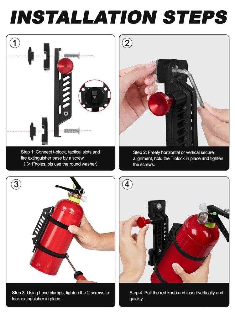 MOLLE Fire Extinguisher Mount Kit - Quick Release Bracket for Tactical Panels, T