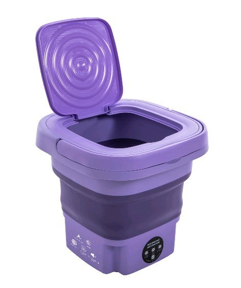 Portable Mini Washing Machine Foldable Multi-Functional w/Drainage Basket PURPLE