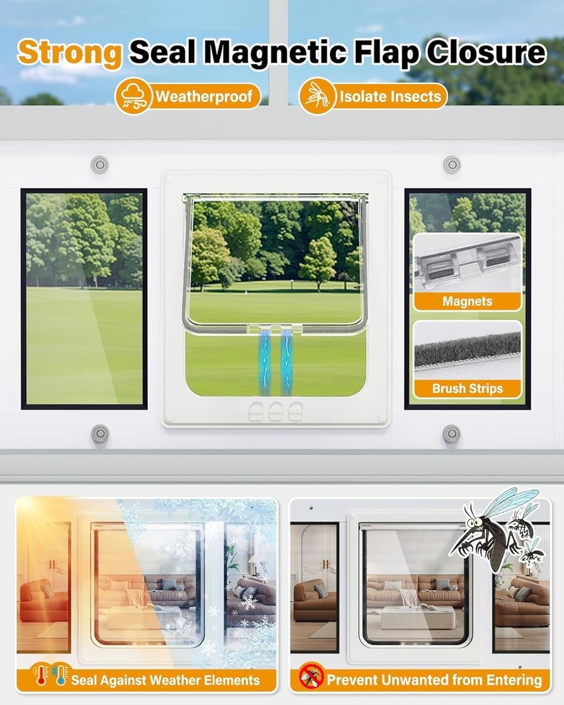 Aluminum Frame Cat Door Insert - Adjustable 23-28 Inch Weatherproof Solution