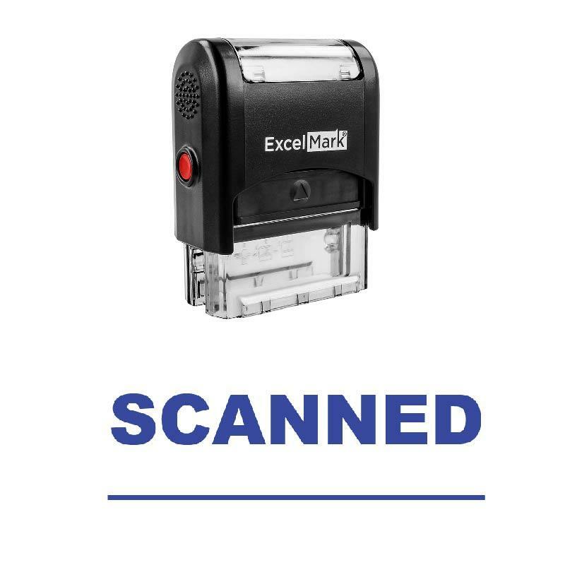 Line SCANNED Stamp - Self-Inking / Blue